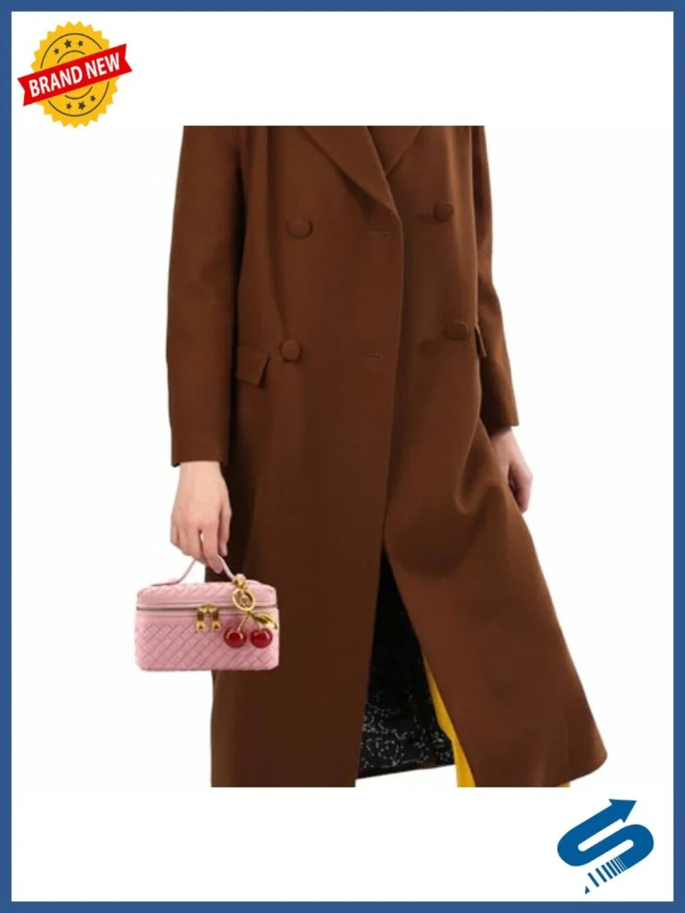 Woven Crossbody Bag with Cherry Charm - Mini Leather Clutch Purse Top Handle